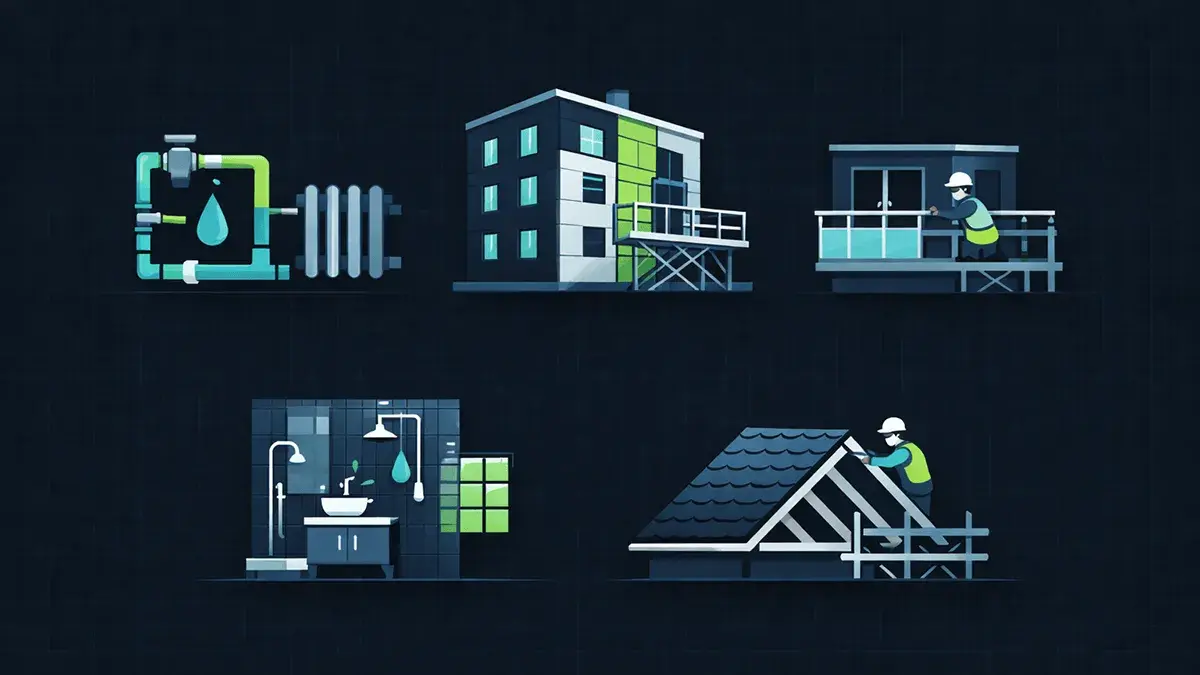 Rakennuksen remonttiriski - opas putkiremontista, julkisivusta, parvekkeesta ja katosta